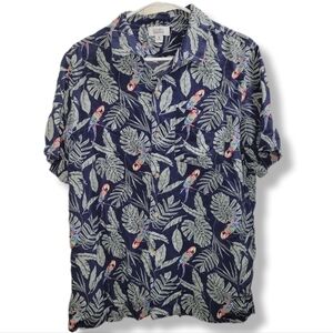 Croft & Barrow Tropical Parrot Print Summer Vacation Button Down Shirt